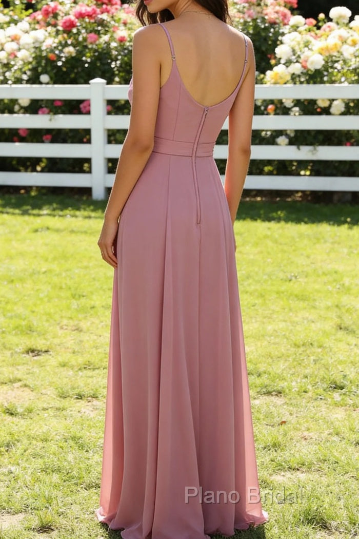A Line Chiffon Prom Dresses Deep V Neck Bridesmaid Dress Long Secondary image