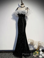 Black mermaid long Formal Prom dress, black evening dress