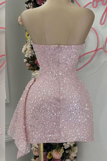 Blushing Pink Sequins Cocktail Dresses Woman Elegant Wedding Formal Prom Dresses Gowns Mini Graduation Dresses Vestido De GraduacióN Vestido De Fiesta Homecoming Dresses Secondary image