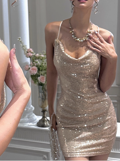 Brilliant And Elegant Swing Neck Sequined 17Th Birthday Homecoming Dresses Secondary image