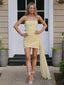 Cute Bodycon Strapless Yellow Chiffon Short Homecoming Dresses