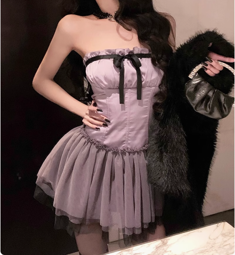 Cute Purple Satin Tulle 17Th Birthday Homecoming Dresses Secondary image