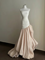 Elegant And Retro Pink And White Irregular Tulle Long Formal Prom Dresses Wedding DressesP4026