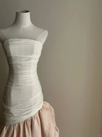 Elegant And Retro Pink And White Irregular Tulle Long Formal Prom Dresses Wedding DressesP4026