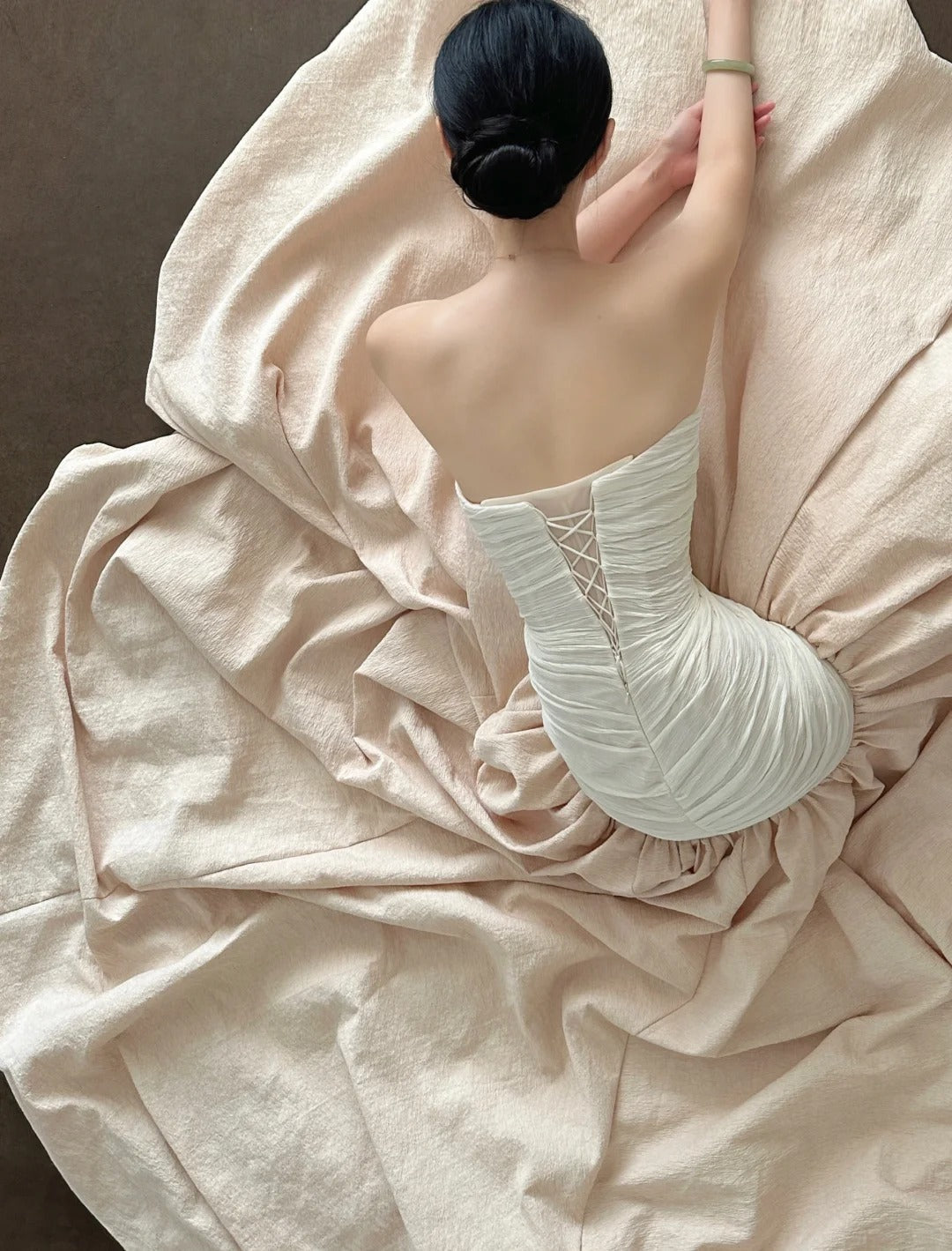 Elegant And Retro Pink And White Irregular Tulle Long Formal Prom Dresses Wedding DressesP4026 Main image