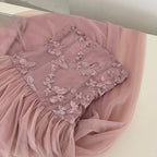 Elegant Pink A-Line Tube Top Sequined Tulle Long Formal Prom Dresses Bridesmaid Dresses