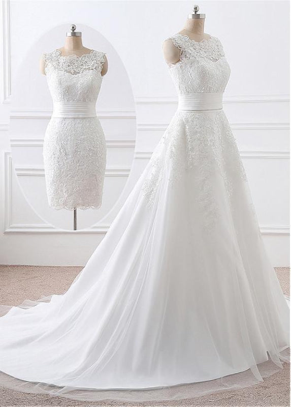 Gorgeous 2 in 1 Removable Skirt Wedding Dresses With Detachable Skirts Main image