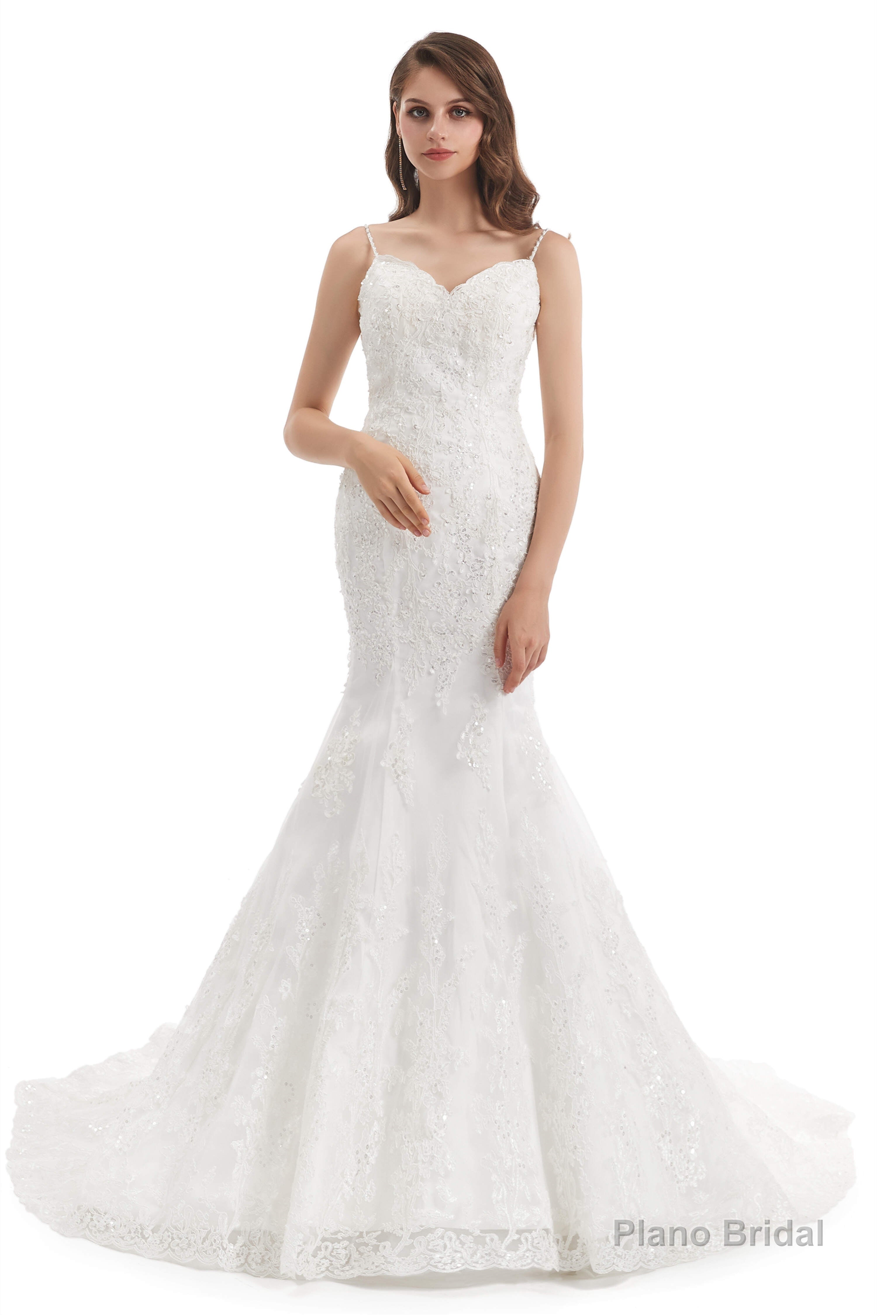 Mermaid Tulle Appliques Sequins Spaghetti Straps Wedding Dresses Secondary image