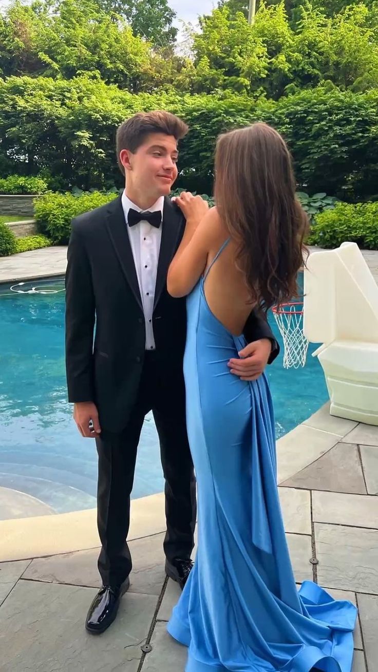Sexy Blue Mermaid Formal Prom Dresses,Open Back Long Formal Evening Party Dresses Secondary image