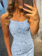 Sheath Spaghetti Straps Lace Homecoming Dress Short Cocktail Dresses