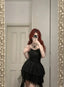 Shiny Black Spaghetti Strap Sequined Tulle Irregular Skirt 17Th Birthday Homecoming Dresses