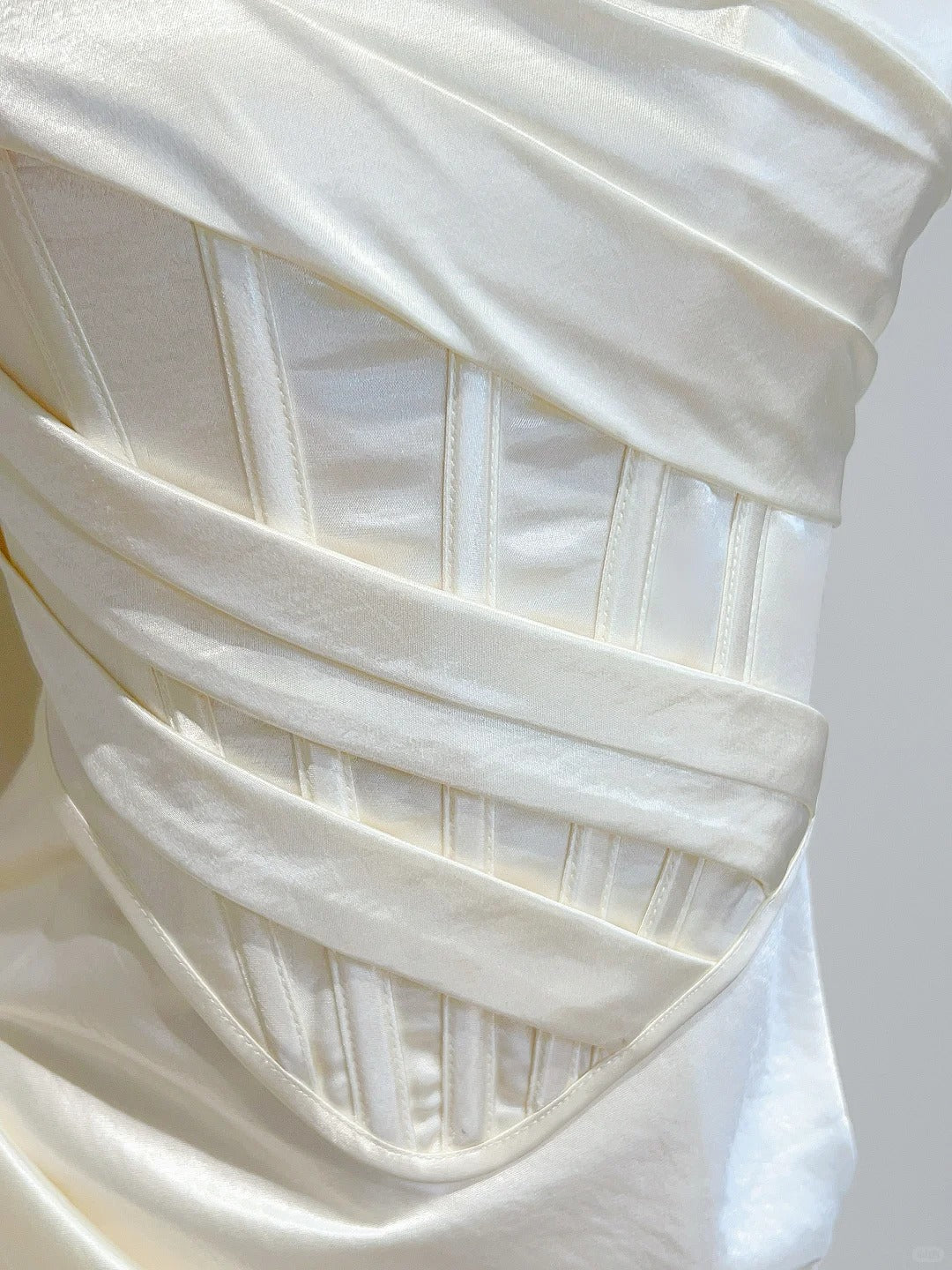 Simple Ivory Mermaid Square Neck Strapless Pleated Satin Formal Prom Dresses Bridesmaid Dresses