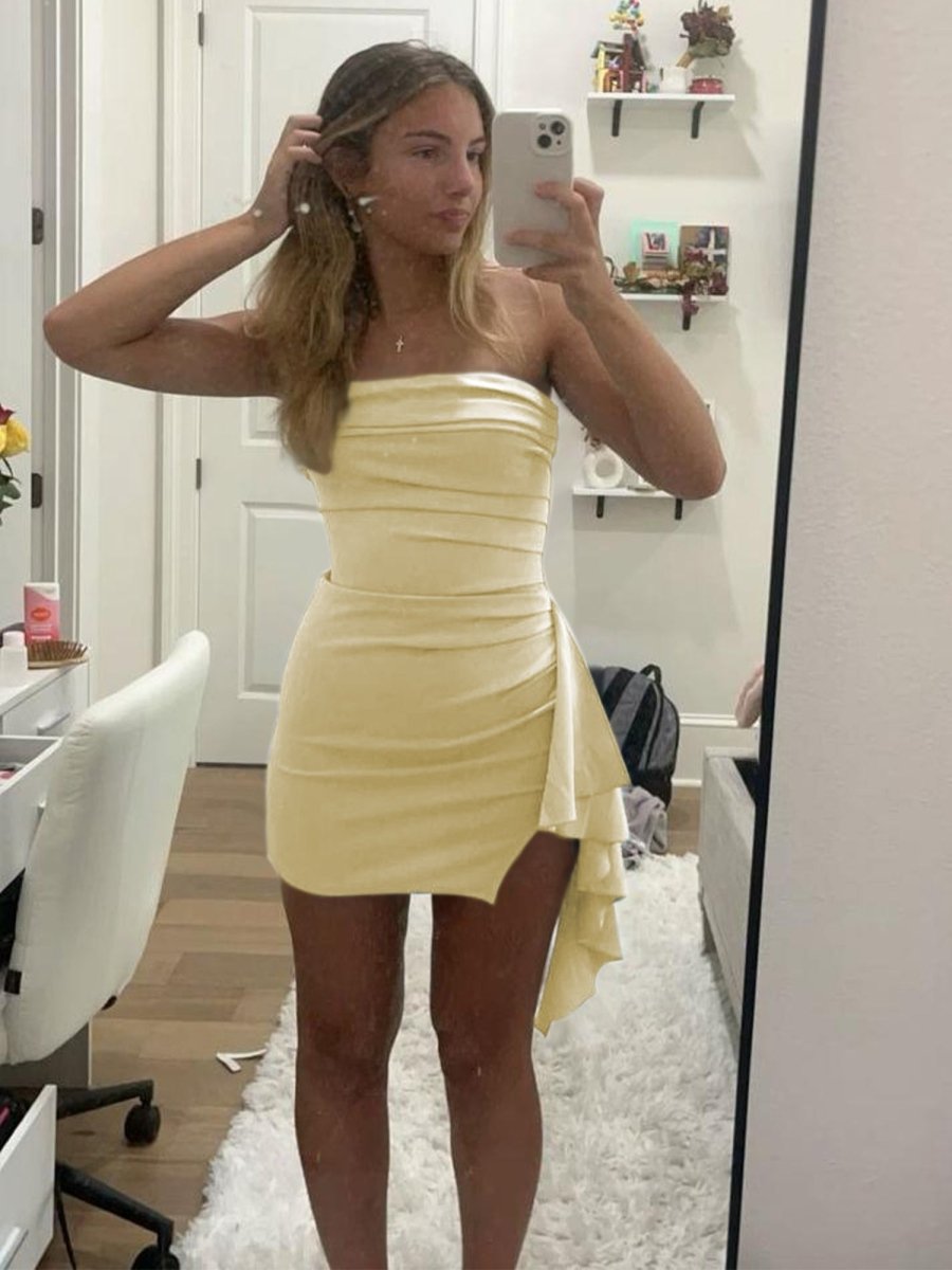 Strapless Spandex Bodycon Homecoming & Cocktail Dress With Slit Secondary image