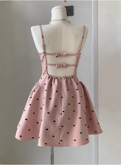 Sweet Bow Backless Pink Sling Puffy Birthday Dresses Homecoming Dresses Secondary image