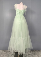 Sweet Green A-Line Tulle Long Formal Prom Dresses Bridesmaid Dresses